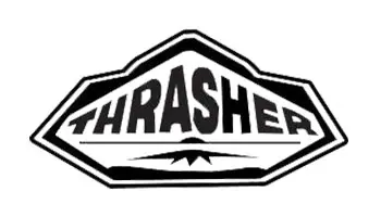 thrasher logo on a white background.