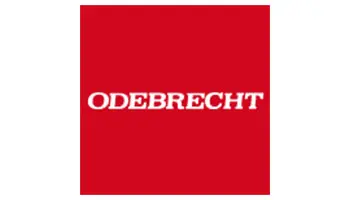 a red background with the word odebrecht on it.