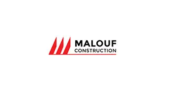 a logo for malouf construction.